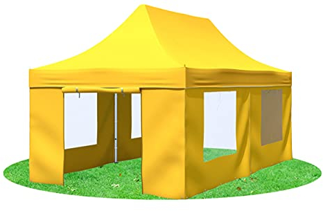 Stabilezelte Faltpavillon 3x6 Meter Premium mit Fensterseiten Gelb