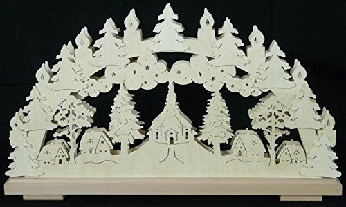 Rudolphs Schatzkiste Schwibbogen mit Seiffener Dorf Kirche und Beleuchtung BxHxT 50x27x7cm NEU Lichterbogen Fensterbogen Spitzbogen Erzgebirge Seiffen Weihnachten Licht Holz Dekoration Beleuchtung