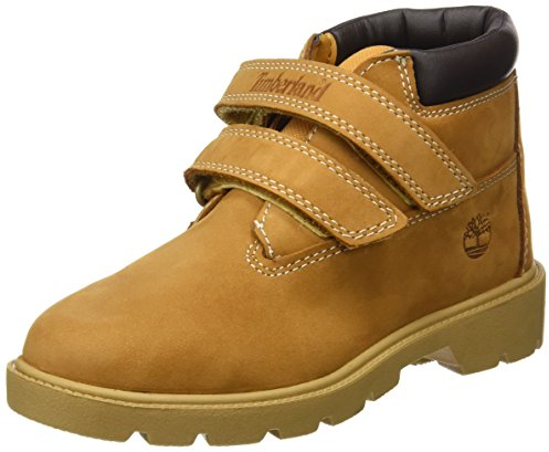 Timberland Double Strap Hook & Loop Waterproof (Youth), Stivali Chukka Unisex-Bambini, Giallo Wheat Nubuck, 33 EU