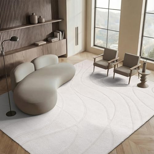 SAFAVIEH Florida Shag Collection Area Rug - 6' x 9', Creme & Creme, Non-Shedding & Easy Care, 1.2-inch Thick Ideal for High Traffic Areas in Living Room, Bedroom (SG471-1111)