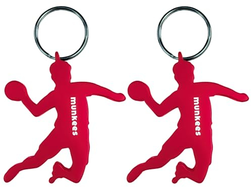 munkees 2 x Schlüsselanhänger Handballer I Handball-Anhänger I integrierter Flaschenöffner I Doppelpack Rot, 349849