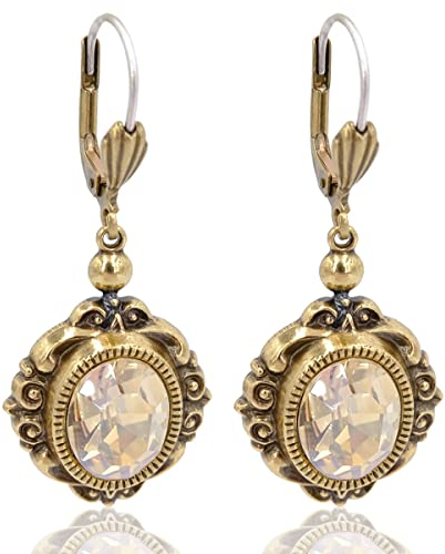 Vintage Ohrringe mit Markenkristallen Gold NOBEL SCHMUCK