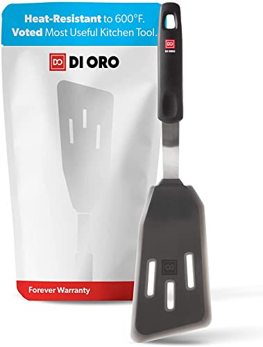 DI ORO® Designer Series Flexible Silicone Turner Spatula - 315°C Heat-Resistant Rubber Kitchen Fish Slice - Versatile Silicone Spatulas - BPA Free & LFGB Certified - Dishwasher Safe