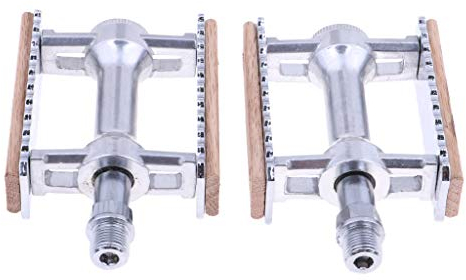 Baoblaze Vintage Aluminium Holz Fahrradpedale Bike Pedale Mountainbike Pedale für Mountainbike, Silber