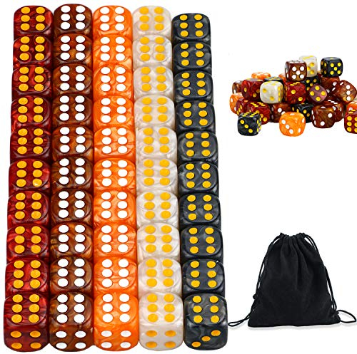 YOUSHARES 50 PCs Spiel Würfel Set mit KostenLosem Beutel – Multi-Farben Würfel, 6-seitige 16mm D6 Standard-Würfel, TischSpiele Würfel perfekt für Tenzi, Farkle, Bunco und Teaching Math