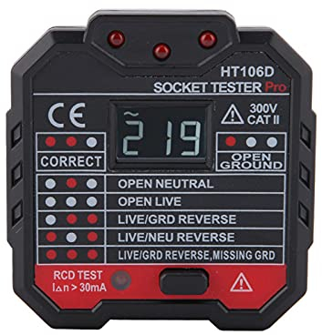 Steckdosenprüfer HT106D Draht RCD/GFCI Steckdose Tester AC 48-250 V Fault Checker(EU Plug)
