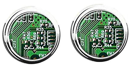 Death Devil Handgefertigte Manschettenknöpfe, grüne Computer-Leiterplatte, Manschettenknöpfe, handgefertigte Manschettenknöpfe, Geschenke für Computer, Geeks, Nerds, Herren, Technik, Geschenk der