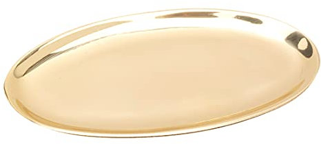 NKlaus Kerzenteller oval 12x6cm Desinger Dekoteller Messing Gold Untersetzer poliert 10504