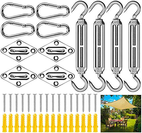 Frasheng Kit de Montaje para Toldo,44 Piezas para Fijación para Toldo Cuadrado o rectángulo,Heavy Duty Sun Shade Sail Hardware,Acero Inoxidable,para Jardín Patio