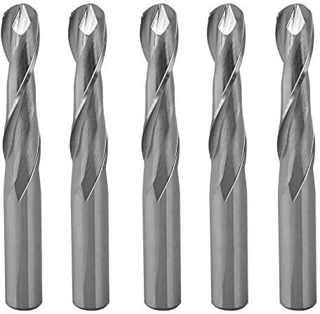 Timelee 5PCS 6MM Shank 6MM CED 25mm CEL Ball Nose Milling Cutter Spiral Router Bits 2 Flutes Carbide End Mill for Engraving Milling 3D sculpturing Roughing Acrylic Wood PVC Aluminum