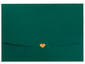 3 Briefumschläge DIN A6 Dunkelgrün mit goldenem Herz veredelt Ohne Fenster 15,4 cm x 11 cm