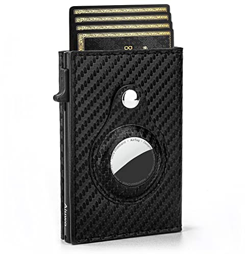 Aiuwo Airtag Geldbörse für Herren, Cartera de Hombre, Kartenhalter, intelligent, schlank, minimalistisch, RFID-blockierende Geldbörse, Carbon Fiber, Airtag-Geldbörse