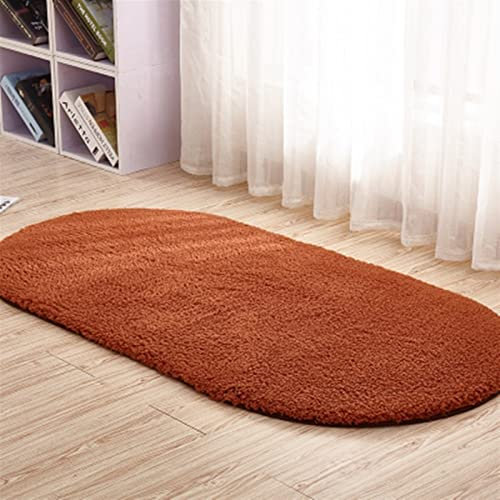 SK Studio Hochflor Shaggy Teppich Schlafzimmer Langflor Oval Modern Teppiche für Wohnzimmer, Esszimmer oder Kinderzimmer Braun, 50x80cm