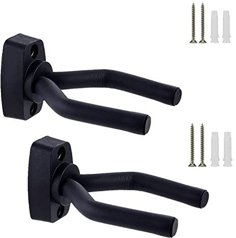 2Pack Guitar Hanger for Wall Guitar, Wall Hanger Stand, Guitar Wall Mount Display Bracket Hooks for All Kinds of Electric Guitar, Classical Acoustic Guitar, Bass Electric Acoustic (Black)