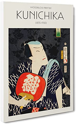 Big Box Art Man with A Fan Toyohara Kunichika Canvas Wall Art Framed Picture Print, 30 x 20 Inch (76 x 50 cm), Exhibition