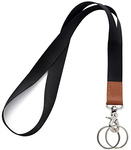 Lanyards for Keys, Black Keychain Long Lanyard for Women Men, Cute Neck Lanyard for ID Badges Wallet