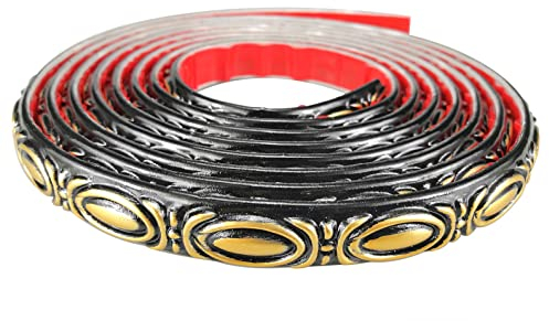 ITTA Flexible Formleiste, selbstklebend, Diamant-Formleiste für Schrankkanten, Wandkanten, Türen, Spiegelrahmen, Heimdekoration, 2,2 cm x 3 m, Schwarz und Gold