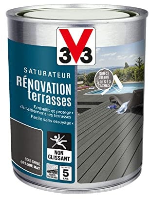V33 Saturateur Rénovation terrasses et bardages, Bois grisé 1L