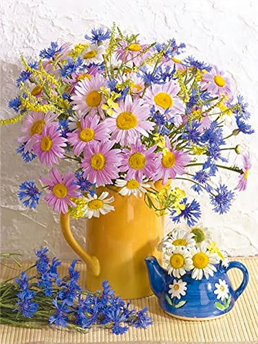 OWN4B Kreuzstich Stickpackungen Vorgedruckt, Blumen in der Vase Bilder 11CT 14,2x18,1 Zoll DIY Stickpackung Set