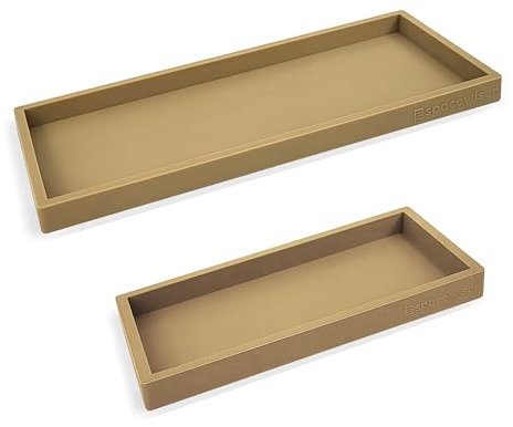 Spacewiser Countertop and Vanity Tray - 2 PC (11” and 7”) Shatterproof Silicone Kitchen and Bathroom Trays for Counter, Kitchen Soap Dispenser Tray, Vanity Trays for Bathroom, Perfume Key Tray
