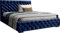 Samtstoff Polsterbett Doppelbett 140x200 160x200 180x200 cm Blau Bettgestell Mit Bettkasten Lattenrost und Gestepptes Kopfteil - Hydrophobe Stoff - Chesterfield-Stil - Dunkelblau - 160 x 200 cm