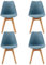 H.J WeDoo 4er Set Küchenstühle Esszimmerstühle Modern Esszimmermöbel, mit Massivholz Buchenholz Bein und Kissen aus PU-Leder, Hellblau