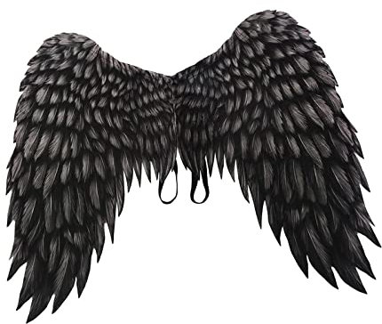 Perfeclan Grandes alas de ángel para Adultos Accesorios de Disfraces de Hadas Alas Decorativas para Fiesta de Halloween, Negro