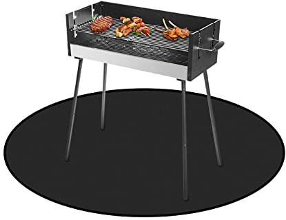 Fenghome Feuerfeste Unterlage, Hitzebeständig Kohlenstoff-Filz Feuerfeste Matte für Sicheren Brandschutz, Grill, Gras, Terrasse Faltbare und Tragbar Lötmatte Grillmatte - Rund (1x1 Meter)