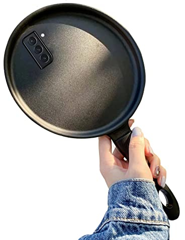 Creativity Saucepan Case for Samsung S21/S21 FE/S21 Plus/S21 Ultra Phone Case 3D Frying Pan Design Funny Phone Cover,Black,S21 Plus