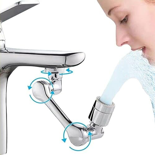ESTENSIONE PER RUBINETTO PROLUNGA LAVABO ROMPIGETTO, RUBINETTO ROTANTE AREATORE BAGNO 1080 GRADI, BRACCIO RUBINETTO PER CUCINA BAGNO 2 MODALITA' DI USCITA DELL'ACQUA - DISCORAMA®