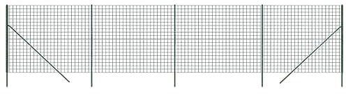 vidaXL Clôture en Treillis Métallique, Panneau de Clôture Décoratif, Barrière de Protection Jardin Patio Extérieur, Vert 1,6x10 m Acier Galvanisé