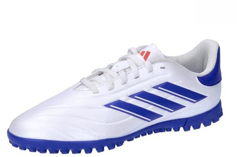adidas Unisex Kids COPA Pure II Club Football Boots Turf, Cloud White/Lucid Blue/Solar red, 1 UK