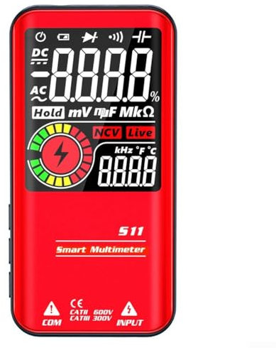 BSIDE S11 Smart-Multimeter, kompakt und tragbar, berührungslos, Wechselspannungssensor, spiegelnd, glänzendes Material (S11-Rot)