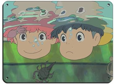 Ponyo Animated Film Studio Ghibli Inc Poster Retro Poster Metall Blechschild Chic Art Retro Eisen Malerei Bar Menschen Höhle Cafe Familie Garage Poster Wanddekoration 30 x 40 cm