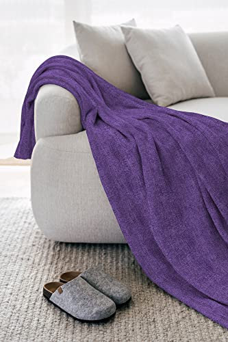 GL HOME Telo Arredo in Cotone Panama Tinta Unita Made in Italy - Telo Arredamento Copridivano Grandfoulard Copriletto - Disponibile in due Misure - 1 Posto/Viola