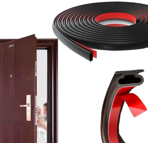 YQBFTC Guarnizione per Porta Finestra 7M,Paraspifferi Porta Blindata di D-profilo Insonorizzata,Guarnizione Porta Blindata Adesiva,Guarnizioni Finestre per Legno/Metallico Porta/Telai di 2,5-6mm Nero