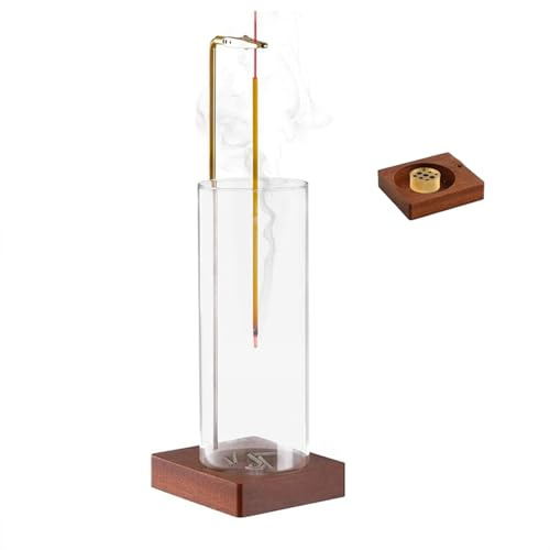 youjia Bruciatore di Incenso in Legno Dotato di un Profumato Raccoglicenere con Contenitore in Vetro Rimovibile Classico Accessorio per Zen Yoga Meditation Porta Incenso al Sandalo