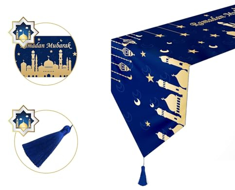 Eid Mubarak Tischläufer - Fennoral Ramadan Moschee Tischdecke - Eid Mubarak Tisch Dekoration, Ramadan Tischläufer, Ramadan Tischdecke, Ramadan Dekorationen Für Tisch