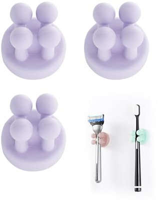 Zayin 3 Stück Silikon Zahnbürstenhalter Rasiererhalter Multifunktions-Haken Wasserdicht Selbstklebend Zahnbürstenhaken Stopfenhalter für Wand zum Aufhängen Badezimmer Küche Wohnzimmer Büro