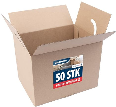 Versandkarton klein 50 Stück | Päckchen mit Automatikboden | braune Kartons zum Verschicken Außenmaß 185 x 135 x 140 mm | Faltkarton für Versand