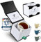 Neighbour's Friend Patentierte Teetasse weiss Geschenk Box I Keramik Tasse groß 325ml I Teebecher Steingut I Keramiktasse für Tee I Spülmaschinengeeignet Teetassen I Modernes Design für Teetrinker