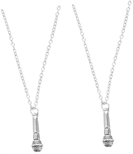 SAFIGLE 2pcs Microphone Pendant Necklace for Women Dainty Metal Neck Jewelry for Music Lightweight and Versatile Accessory for Birthdays and Special Occasions