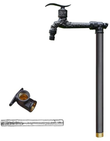 WXXSHGDW Wasserhahn Garten, Vertikale Wassersäule Garten für Den Garten, Außen Wasserhahn mit Frostschutz, Freistehender Säulenwasserhahn, Messingmaterial(Black,80cm/31in)