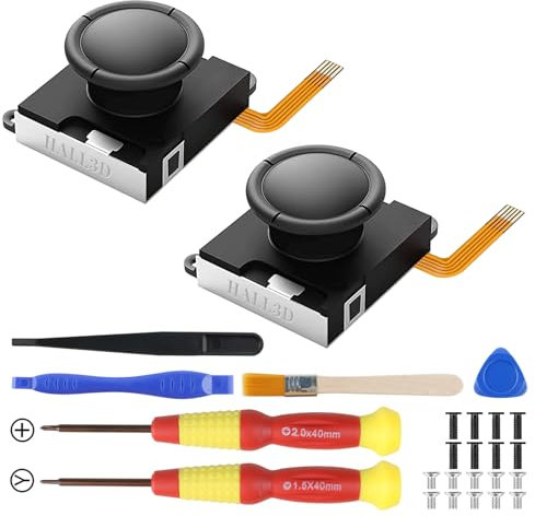 BRONAL Switch Joycon Joystick Replacement, [No Drifting] Hall Effect Joystick Left/Right Switch Joycon Controller with Repair Tool Kit, Thumbstick Caps [2 Pack]
