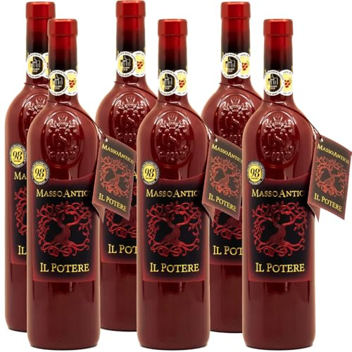 Vino Rosso Puglia Igt | Il Potere Masso Antico | Salento | 6 Bottiglie 75Cl | Affinamento in Barrique | Idea Regalo
