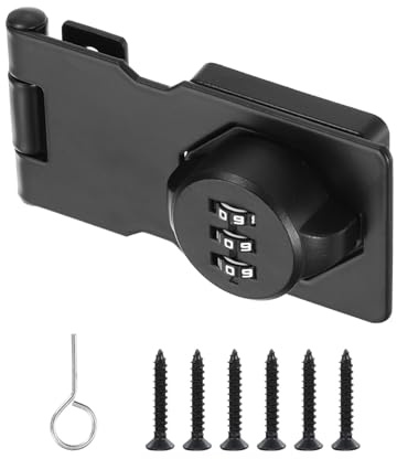 PATIKIL Lucchetto Combinazione per Armadietto, 3 Cifre Serratura Sicurezza per Porta Fienile Serrature Chiavistello per Cassetti Armadi Piccole Ante, Nero, 3,5 pollici