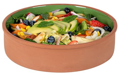 Restaurantware -Terra Tek - Cazuelas in terracotta da 1,5 l, 2 pentole in terracotta smaltata verde per cucinare, pronte per il forno, microonde, pentole in terracotta, lavabili in lavastoviglie, per