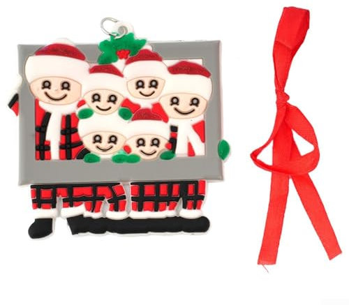 Weihnachtsanhänger in Familiengröße, personalisieren Sie ihn mit dem Namen oder der Nachricht Ihrer Familie (Familie von 6)