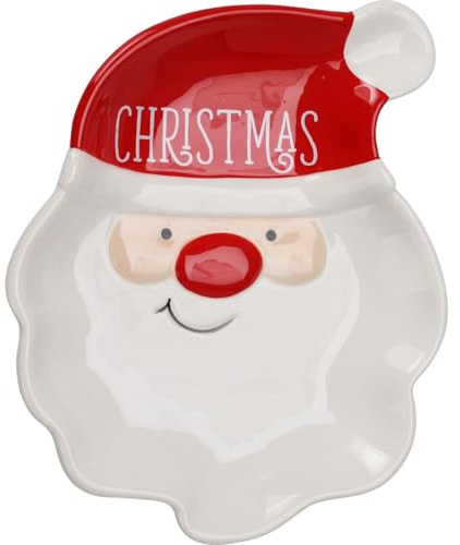 Carousel Home Ceramic Santa Claus Christmas Plate | Novelty Christmas Character Snack Plate | Christmas Serving Dish Snack Nibbles Bowl - 19cm