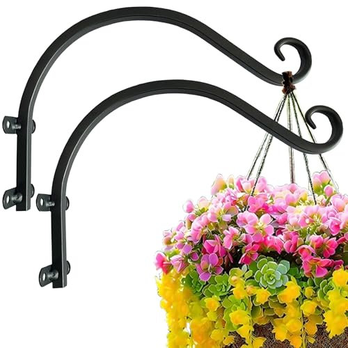 EKINIYAR Hanging Basket Bracket, 12 Inches Wall Hook Plant Hanger Decorative Hooks for Indoor Planter Lantern, Outdoor Bird Feeder Wind Chime 2 Pack